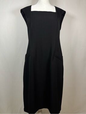 Kasper Black Square-Neck Midi Sheath Dress